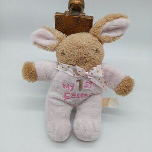 Dan Dee My 1st Easter Bunny Rabbit Pink Brown Baby Toy Rattle 8" Stuffed Animal